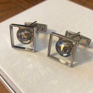 vintage Judy Lee crystal square cuff links MCM